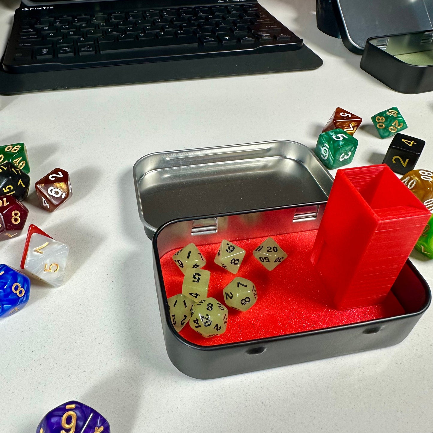 Pocket Roll Master | Travel Dice Tower and Set | D&D Travel Dice Tower | Mini Dice Tower Set | Free Mini Dice with Tower | Dice Tower