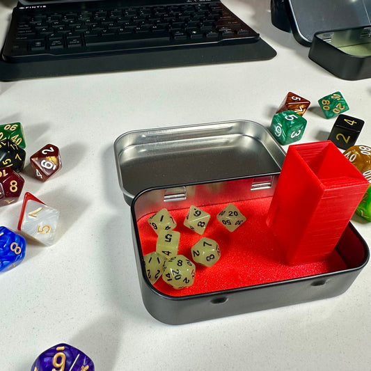 Pocket Roll Master | Travel Dice Tower and Set | D&D Travel Dice Tower | Mini Dice Tower Set | Free Mini Dice with Tower | Dice Tower