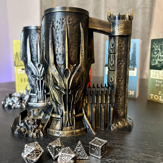 Lord of the Rings Inspired Dice Tower & Can Holder: Hand-Painted RPG Dark Lord Tower