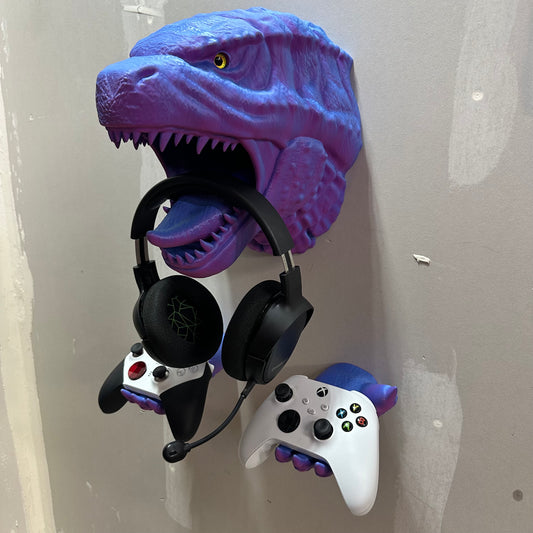 🦖 Godzilla Gamer Throne – Controller & Headset Holder