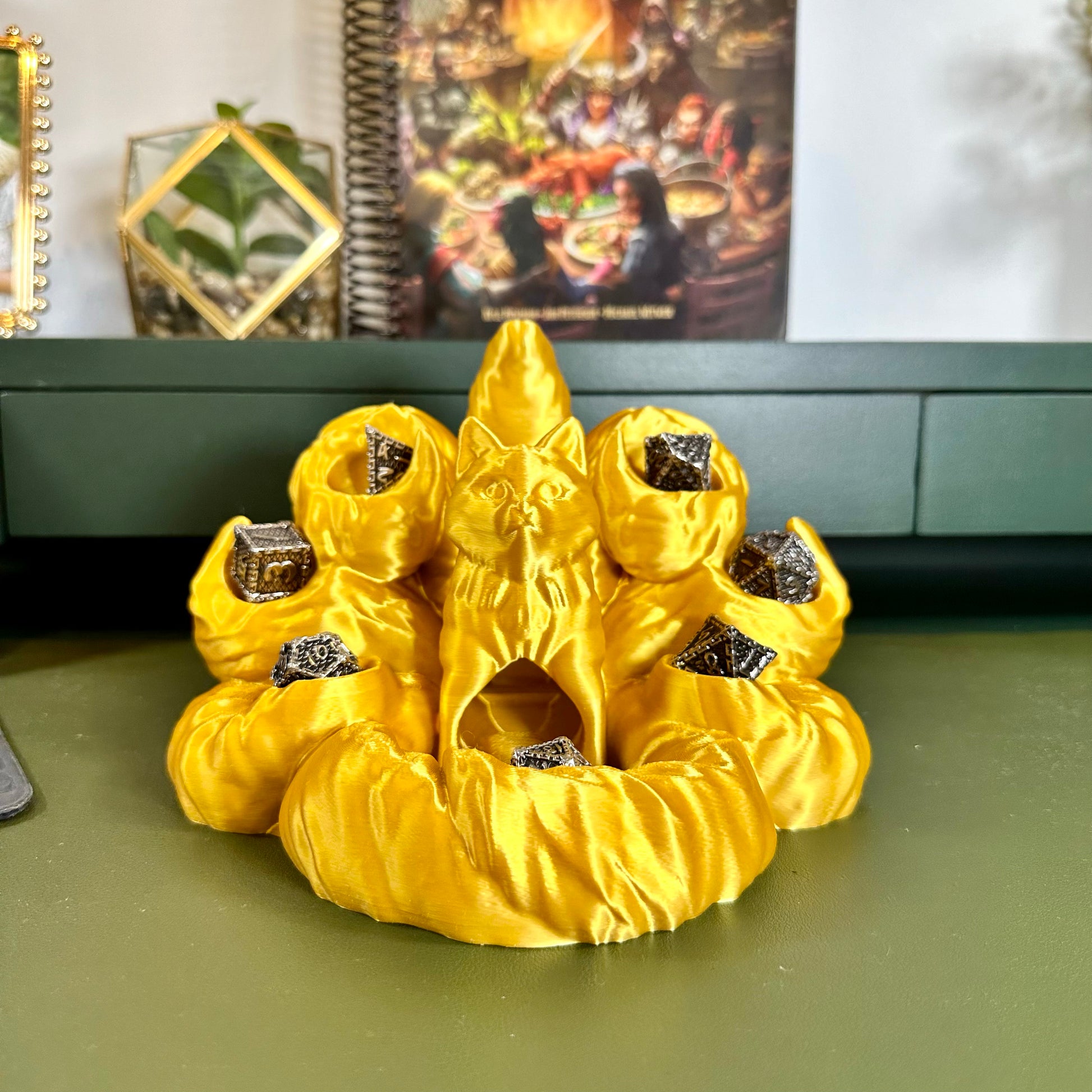 Kitsune Dice Tower with Dice Holder: Fantasy Gaming Decor