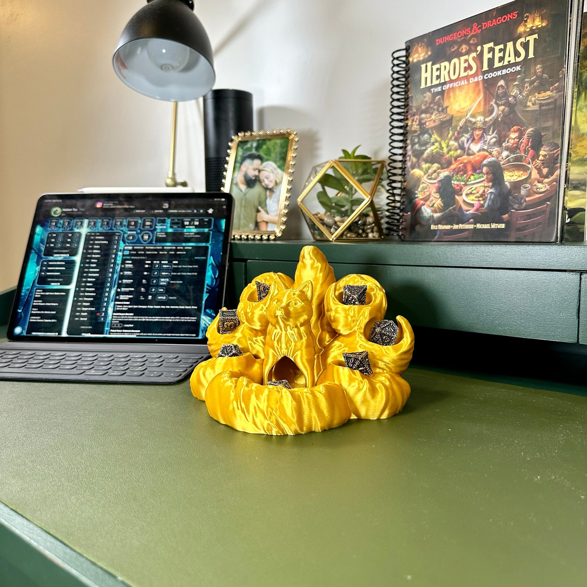 Kitsune Dice Tower with Dice Holder: Fantasy Gaming Decor