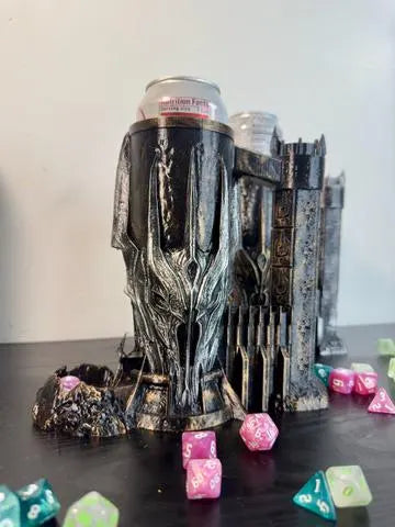 Lord of the Rings Inspired Dice Tower & Can Holder: Hand-Painted RPG Dark Lord Tower